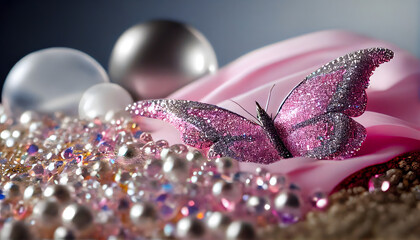 Glitter Pink crystal butterfly