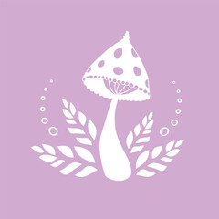 Hand drawn amanita mushroom vector illustration. Simple print for t-shirt or notepad.