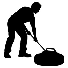 curling, silhouette, cleaning, woman, illustration, golf, sport, cleaner, person, boy, people, scooter, vacuum, ball, business, worker, child, black, work, golfer, men, cgenerated ai