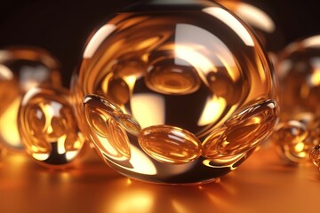 3d background rendering of round gold glass. Glass material with girly, stylish, posh, luxury gradient. AI generated