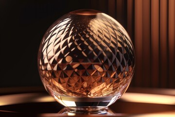 3d background rendering of round gold glass. Glass material with girly, stylish, posh, luxury gradient. AI generated