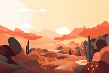Abstract contemporary aesthetic background with landscape. AI generated
