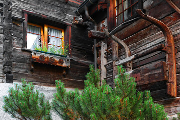 Wooden architecture in Zermatt, Switzerland, Europe