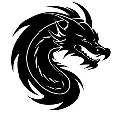 Dragon tattoo design. Vector project of black angry dragon.