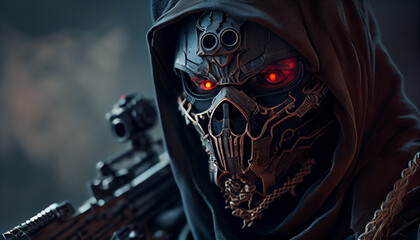 special forces sniper with skull mask of the dead