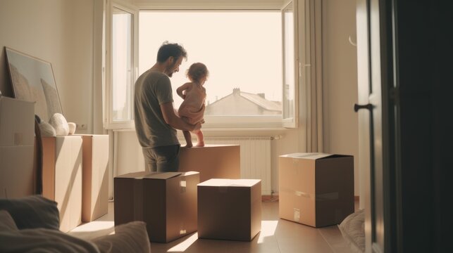 Family moving in new house, GENERATIVE AI