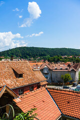 Fototapeta na wymiar Panoramic landscape of the old town of Sighisoara, Transylvania