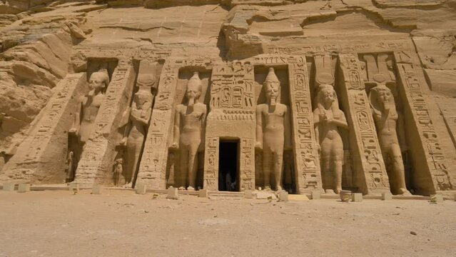 2022 - Exteriors of the Small Temple of Hathor and Nefertari in Abu Simbel, Egypt.