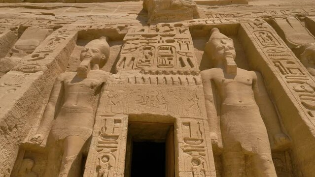 2022 - Exteriors approaching the Small Temple of Hathor and Nefertari in Abu Simbel, Egypt.
