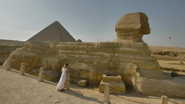 2022 - A tourist looks at the Great Sphinx of Giza.