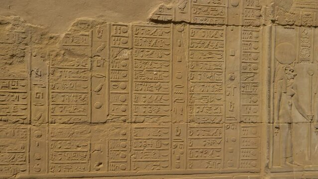 2022 - A hieroglyphic calendar is engraved on the side of Egypt's Temple of Kom Ombo.