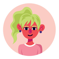 young woman with green hair