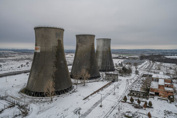 The abandoned Inota power plant - a former thermal power plant located in the town of Inota, Hungary