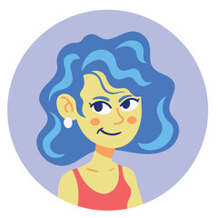 woman green with blue hair