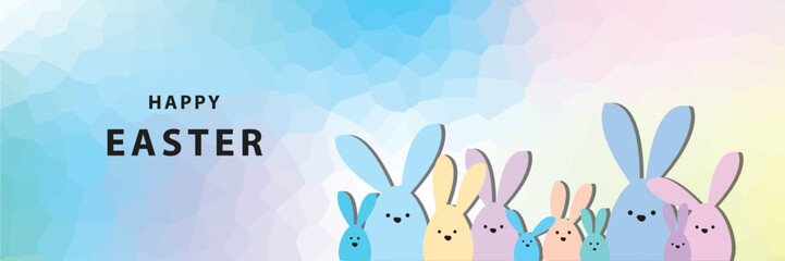 Easter banner- colorful bunny family
