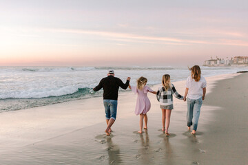Fototapeta premium Happy Family with teenagers on the beach together