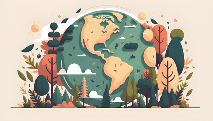 planet earth illustration. Symbol of life, nature, fund, ecology, international events. Hand drawn on background, isolated clip art element for design.