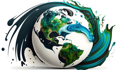 planet earth illustration. Symbol of life, nature, fund, ecology, international events. Hand drawn on background, isolated clip art element for design.