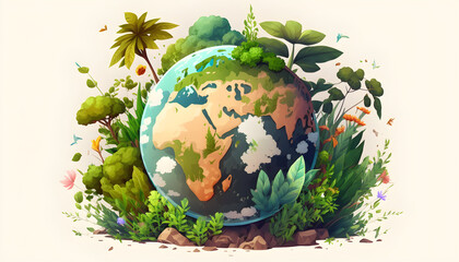 planet earth illustration. Symbol of life, nature, fund, ecology, international events. Hand drawn on background, isolated clip art element for design.