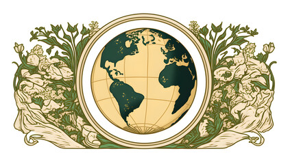 planet earth illustration. Symbol of life, nature, fund, ecology, international events. Hand drawn on background, isolated clip art element for design.