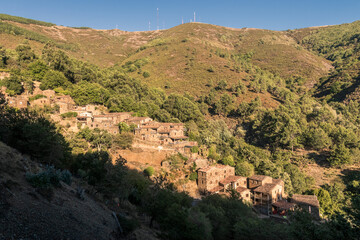 Fototapeta na wymiar Cerdeira, a shale village in the Serra da Lousã in Portugal, on a sunny summer afternoon.