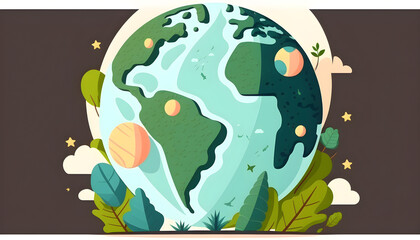 planet earth illustration. Symbol of life, nature, fund, ecology, international events. Hand drawn on background, isolated clip art element for design.