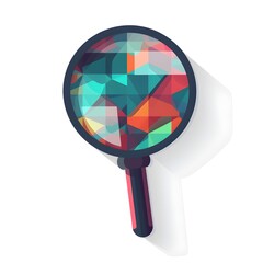 Magnifying glass icon with handle colorful white background