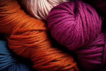Texture of warm woolen multicolored rug, background