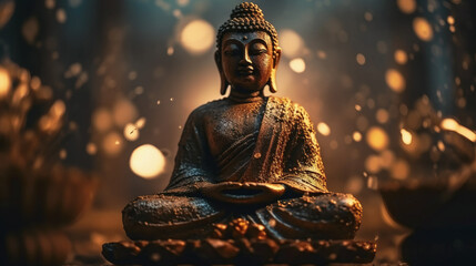 buddha statue in the temple. Generative AI
