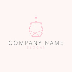Candle brand logo design. Modern candle logotype. Elegant logo template.