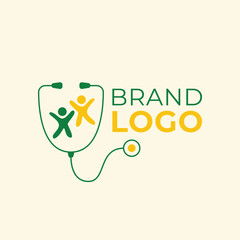 Pediatric brand logo design. Doctor logotype. Hospital  equipment logo template.