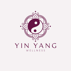 Yin Yang mandala logo design. Wellness logotape. Balance icon logo template.