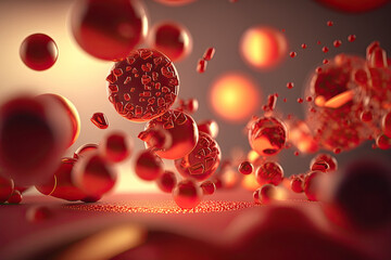 Macro shot of red blood cells in artery. Created with Generative AI