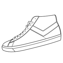 Hand drawn sneakers, gym shoes, side view. Doodle vector illustration