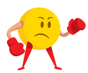 Emoticon with boxing gloves ready for battle