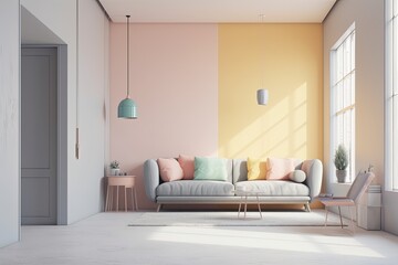 Pastel room, basic loft backdrop. Generative AI