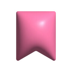 3d realistic pink bookmark icon. Tag, label, favorite, badge, save, mark, design concept