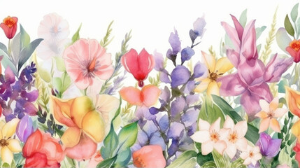 Fototapeta premium Watercolor flower background. Illustration AI Generative.