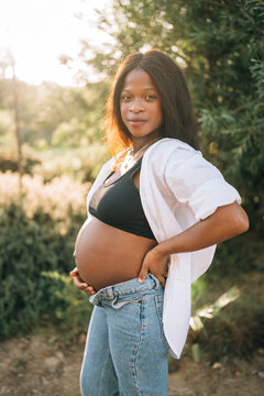 Pregnant lady in countryside