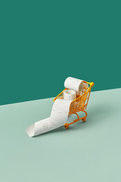 Pay receipts in little shopping trolley.