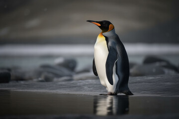 Fototapeta premium The king penguin (Aptenodytes patagonicus). Created with Generative AI. 