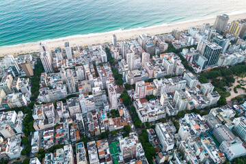 Aerial view of Ipanema District in Rio de Janeiro, Brazil
