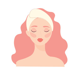 skin care. girl and skin care. beautiful skin care vector illustration