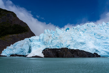 View of Upsala glacier, Santa Cruz Province, Argentina. The Upsala Glacier is a large valley glacier on the eastern side of the Southern Patagonian Ice Field.