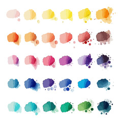 Watercolor samples, strokes, palette. Vector stock illustration eps10. White background.