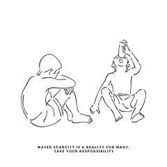 illustration of a persons facing drought and water scarcity