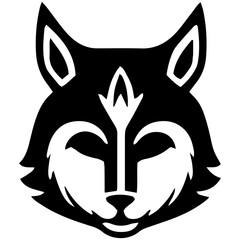 Wolf head tattoo. Beautiful wolf face vector icon.