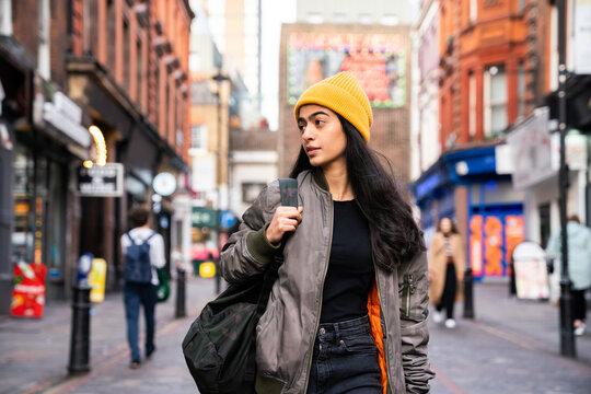 Indian Woman Walking On London Street