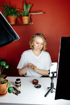 Beauty blogger tasting cream