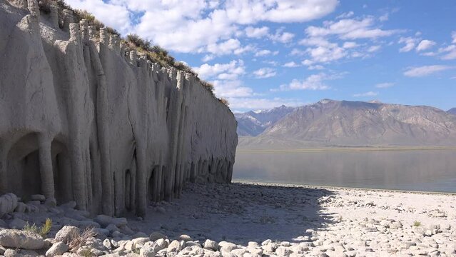 2022 - time lapse of clouds over the Crowley Lake columns and tufa formations in the Easter Sierras of California.